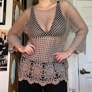 super cute brown crochet top